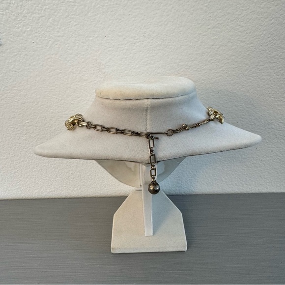 Vintage Aurora Borealis Crystal Choker Gold Tone 1950s Style - Picture 3 of 10